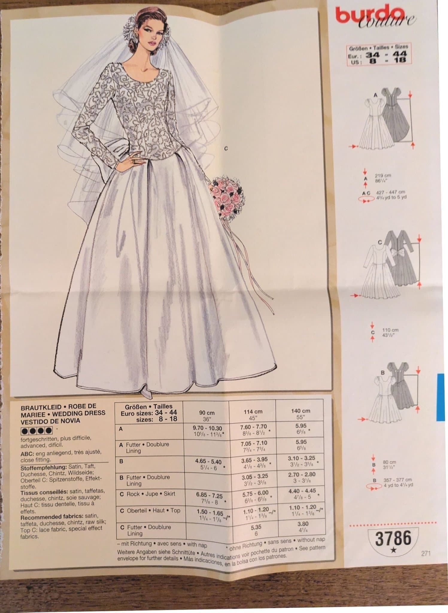 Oklippt brudklänningsmönster