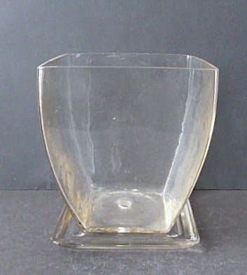 kruka/blomkruka/orkidékruka svagt tonat klart glas + fat/krukfat