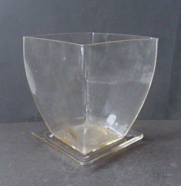 kruka/blomkruka/orkidékruka svagt tonat klart glas + fat/krukfat