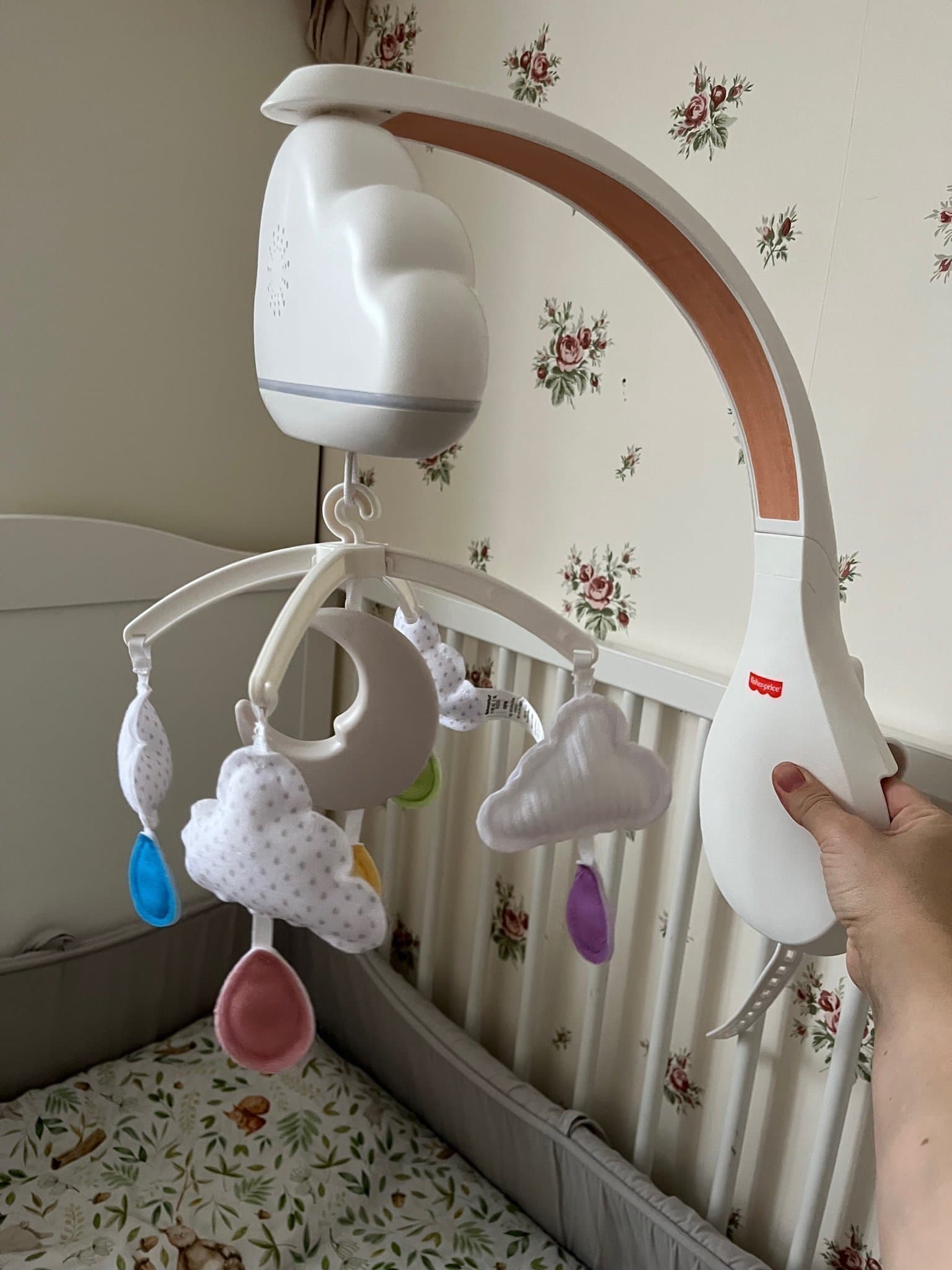 Fisher-Price Speldosa spjälsäng bebis vagga melodi moln