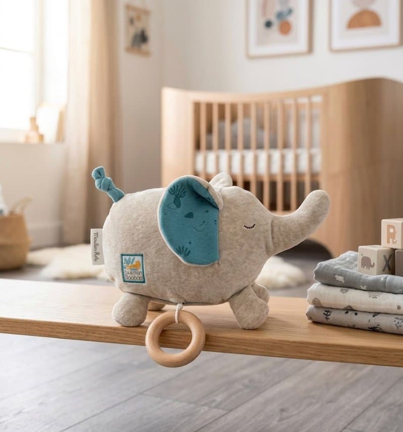 Moulin Roty Musikleksak Elefant "Sous mon Baobab" – Exklusivt skick!