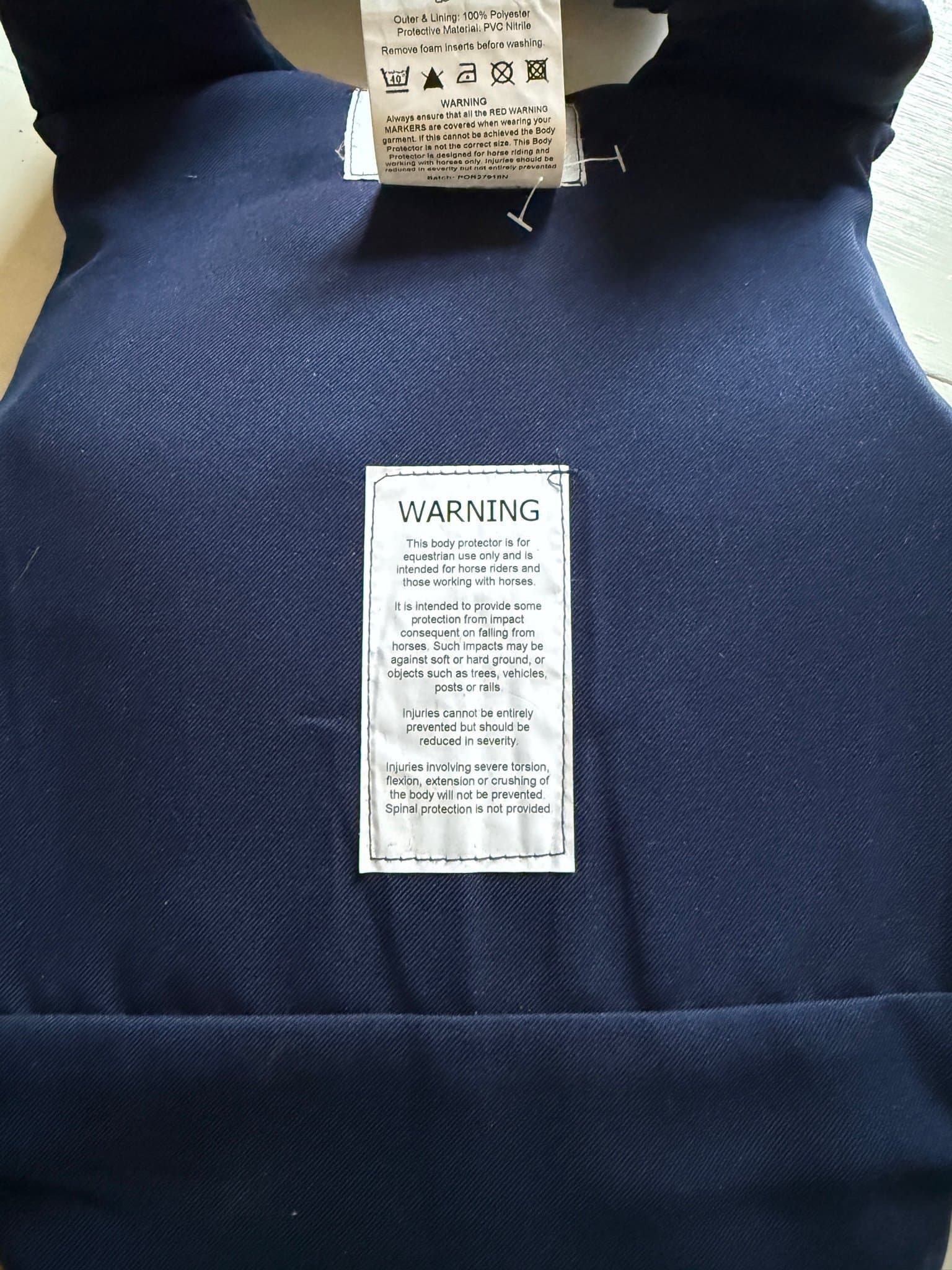 CRW blå ridväst, storlek CHILD SMALL SÄKERHETSVÄST Barn