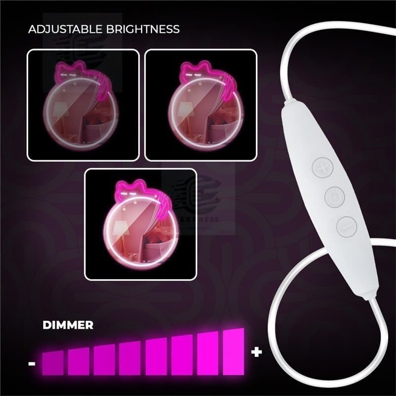 NY Dekorativ LED-Spegel Cat Glow • 40×32 cm • Dimmer • USB 2 meter