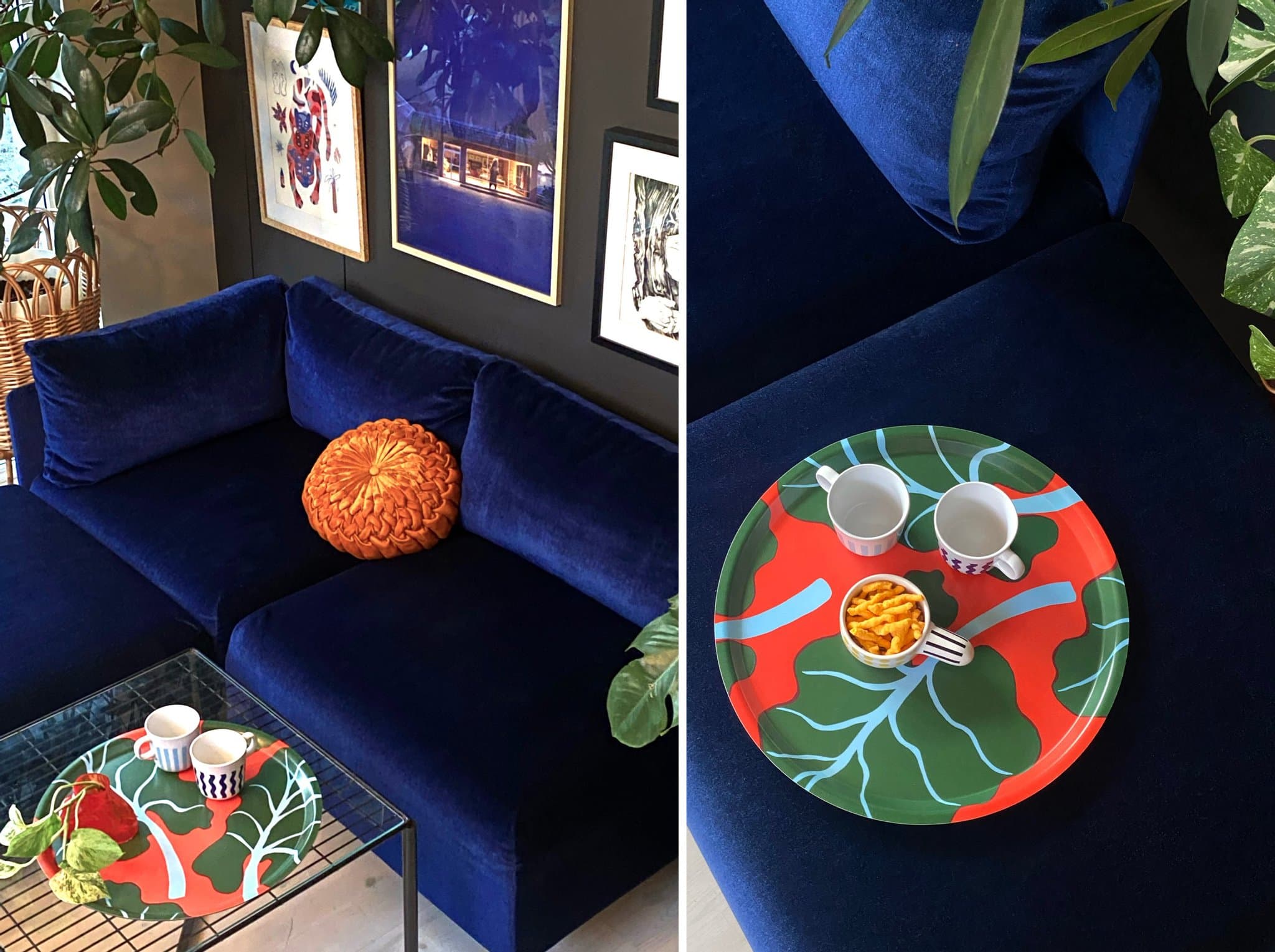 Kvalitetssoffa i Blå sammet - Modulsoffa ' BLOCKS' av Flokk för OFFECT - 4 delar