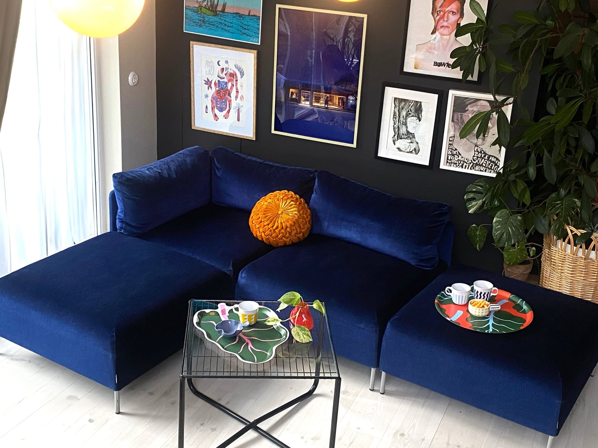 Kvalitetssoffa i Blå sammet - Modulsoffa ' BLOCKS' av Flokk för OFFECT - 4 delar