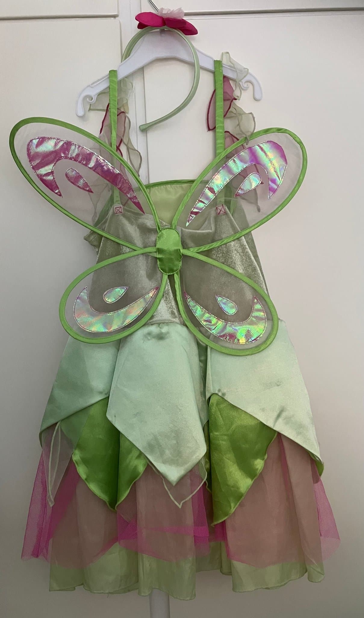 Tingeling utklädningsklänning med vingar och diadem, storlek 140 Tinkerbell