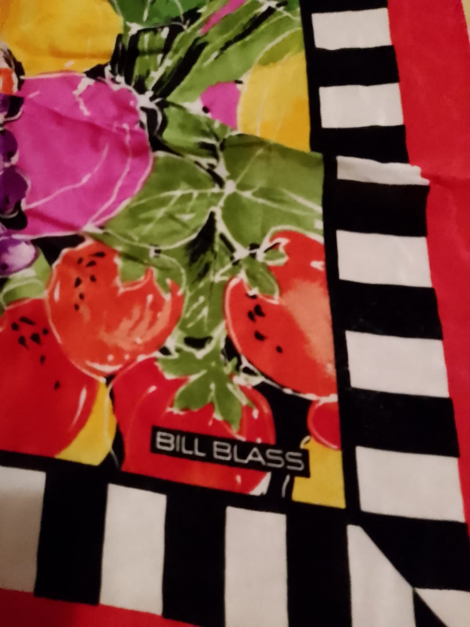 Bill Blass designer silke silk scarf NY chic färgsprakande sista chansen