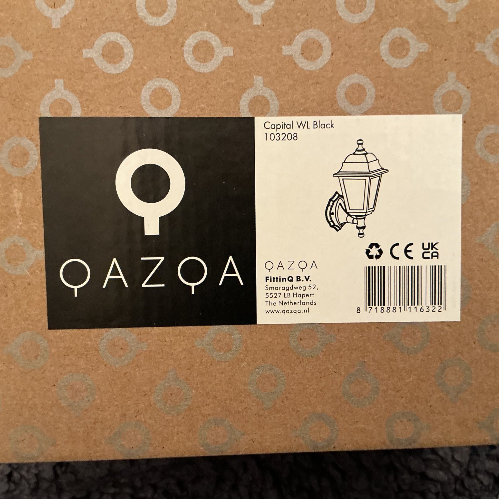 QAZQA Capital WL Svart Utomhusvägglampa