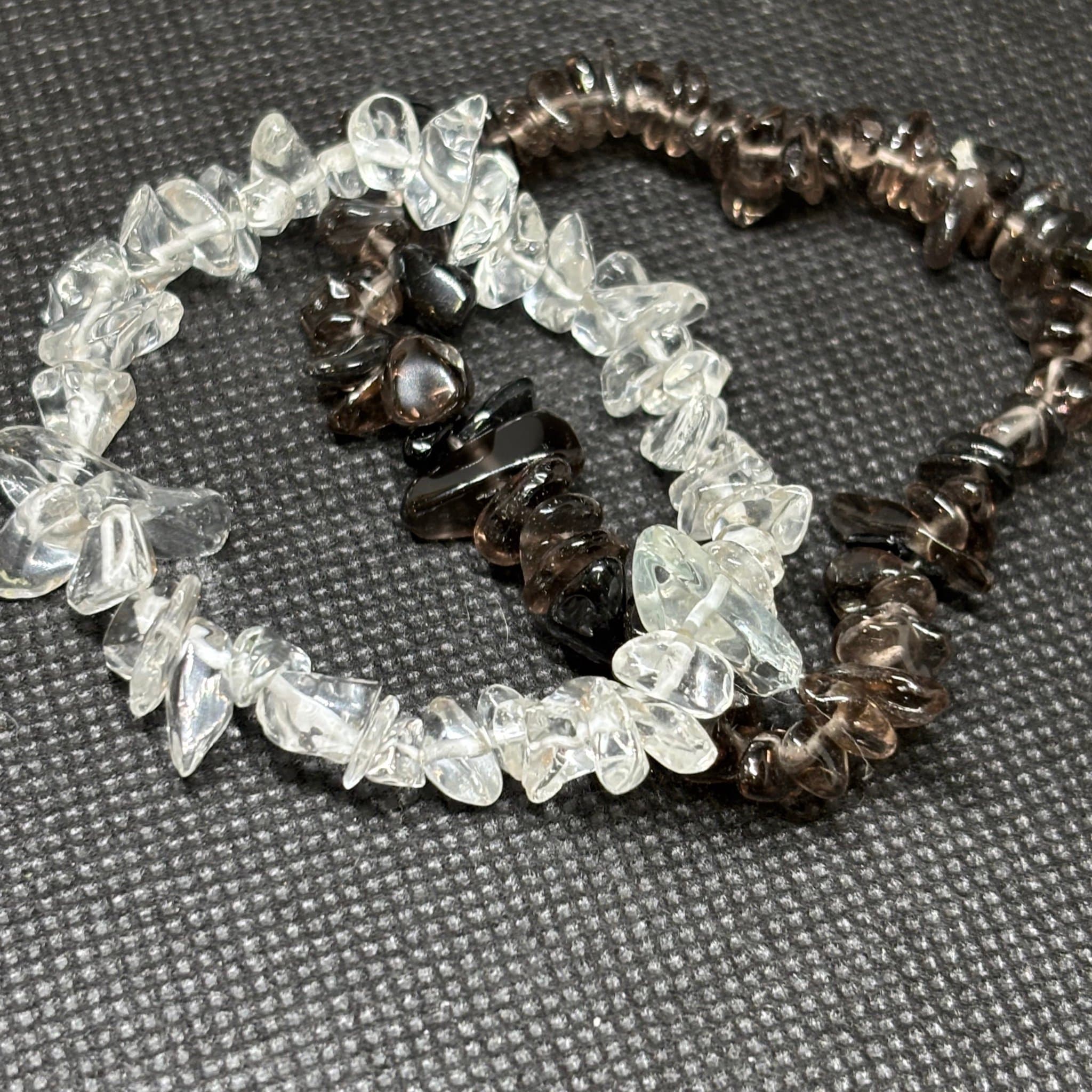 2 chips armband bergkristall rökkvarts