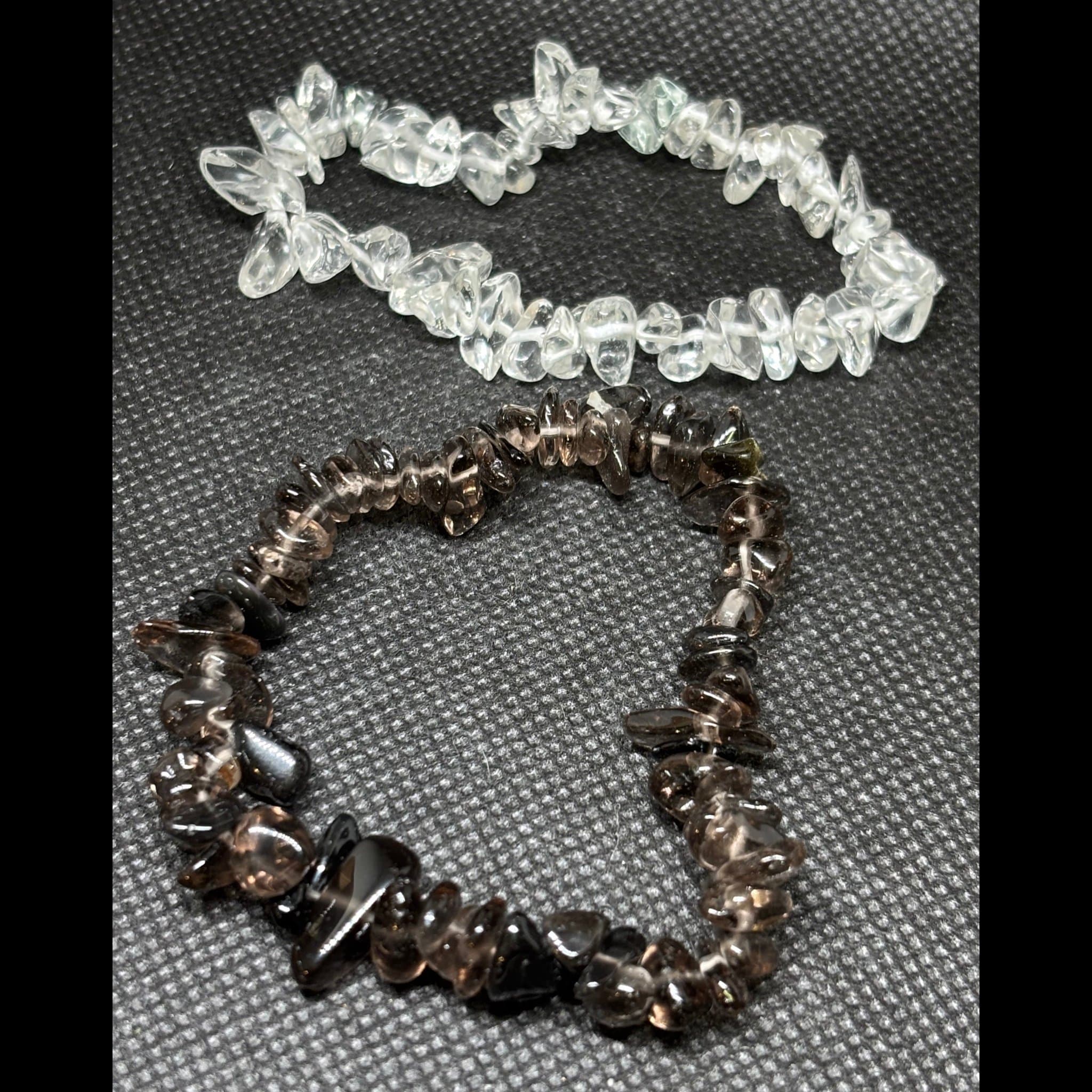 2 chips armband bergkristall rökkvarts