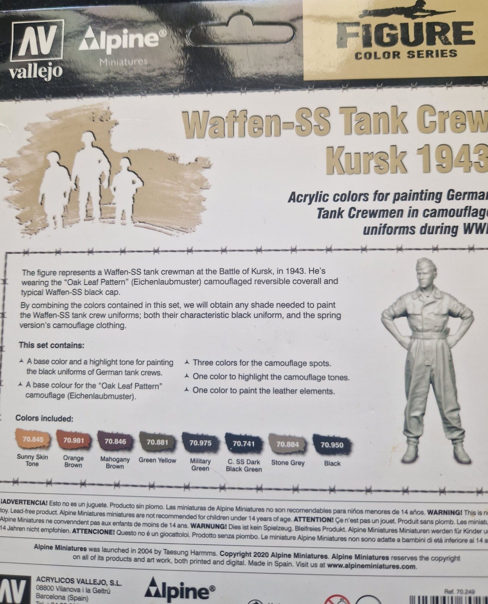 Alpine Miniatures Waffen-SS Tank Crew Kursk 1943 - Figur Vallejo Färgset