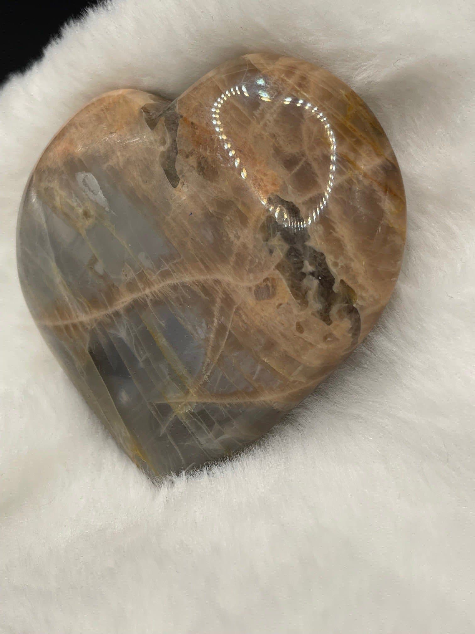 Stort unikt skimrande hjärta i Vit Månsten ~ NYTT