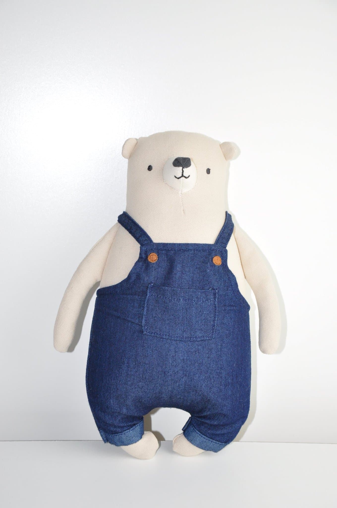 H&M Home isbjörn i 100% bomull, stl. 29 x 20 cm, vit, blå