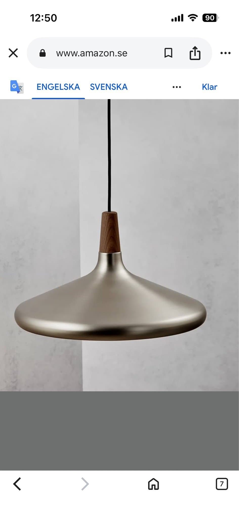 Taklampa i borstad metall och trä Nordlux NORI 39