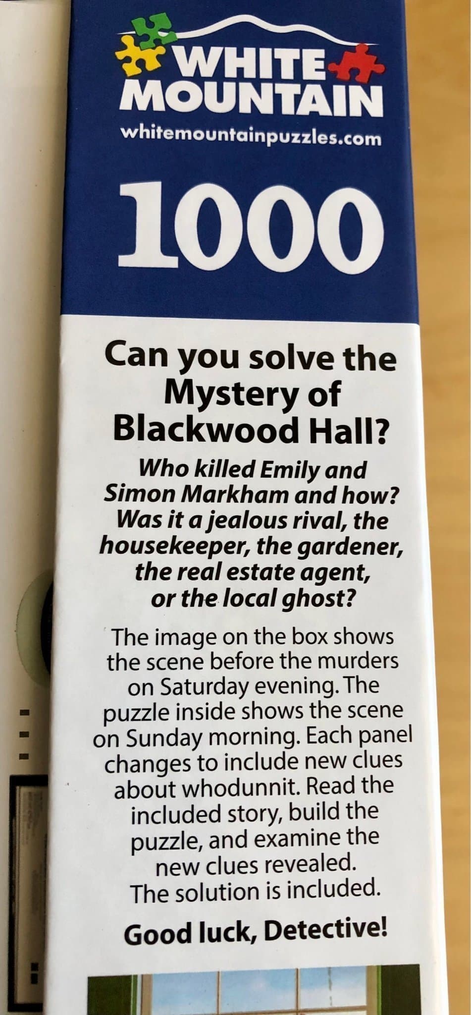 Mystery Pussel köpt från USA ”Lägg pusslet o lös gåtan”, 1000 bitar