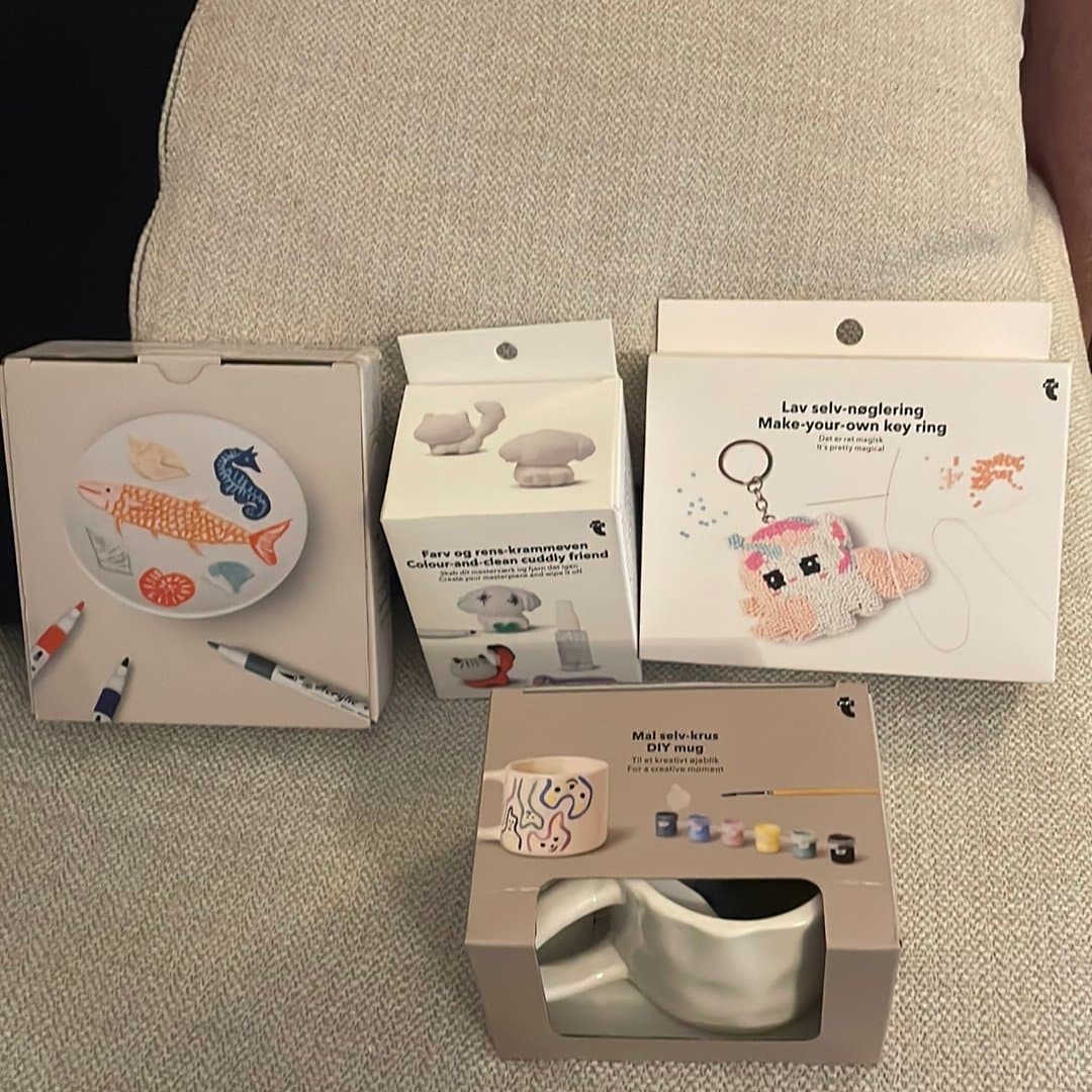 Nytt pysselpaket - Måla din egen mugg, tallrik, nyckelring och "cuddly friend"