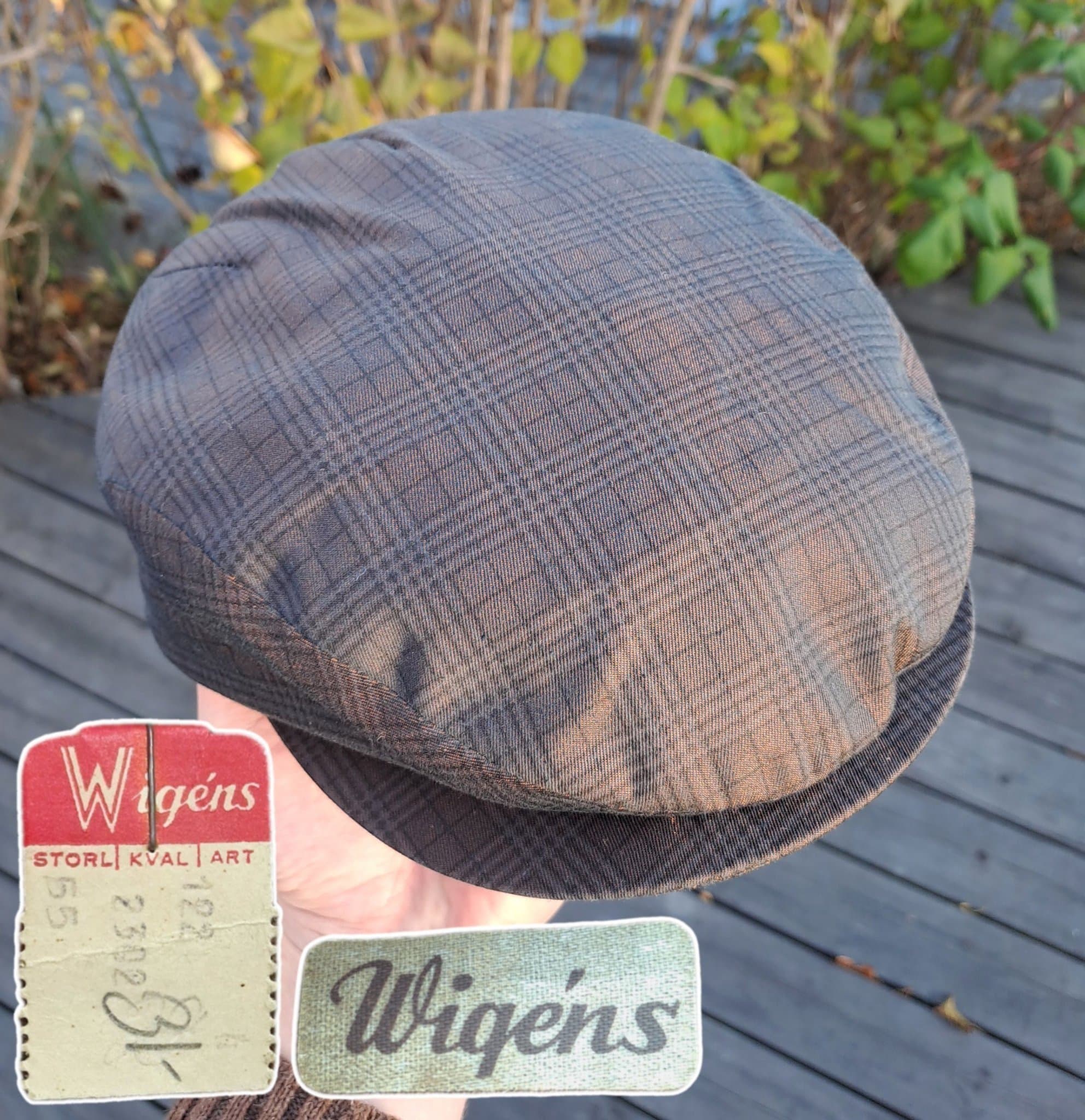 DEADSTOCK SEMI-ANTIK 50-TAL Keps gubbkeps flat cap WIGÉNS strl 55