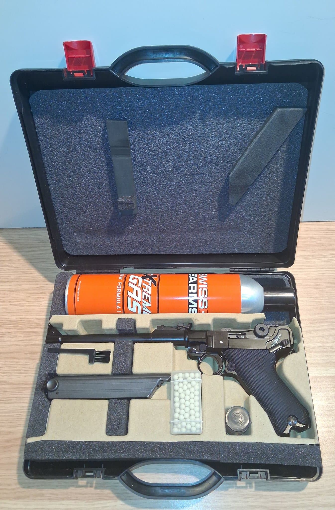 P08 L pistol replica Parabellum känd som Luger Green-gas 6mm airsoft auto blowba