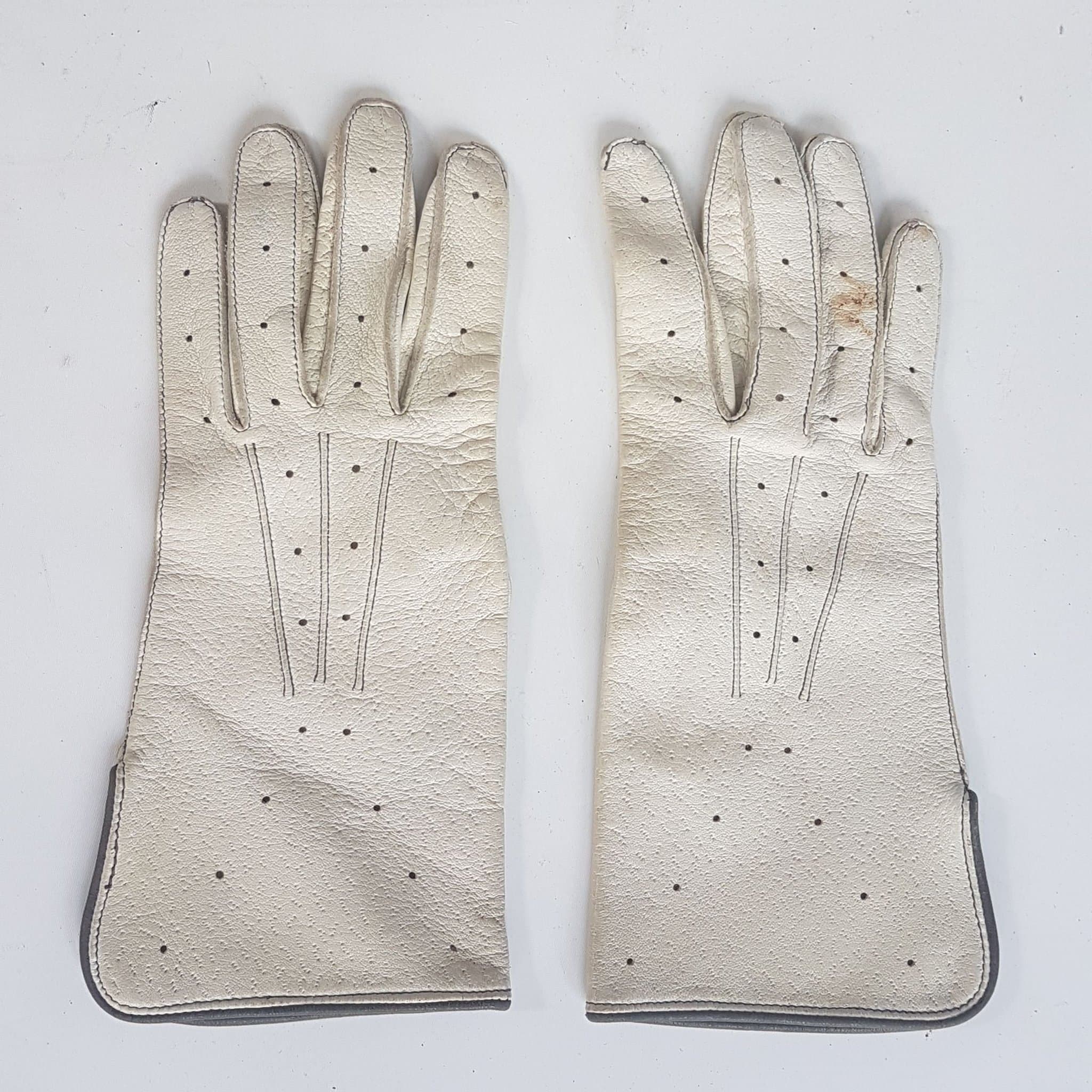 Eleganta vita Handskar i skinn, storlek 6 1/2