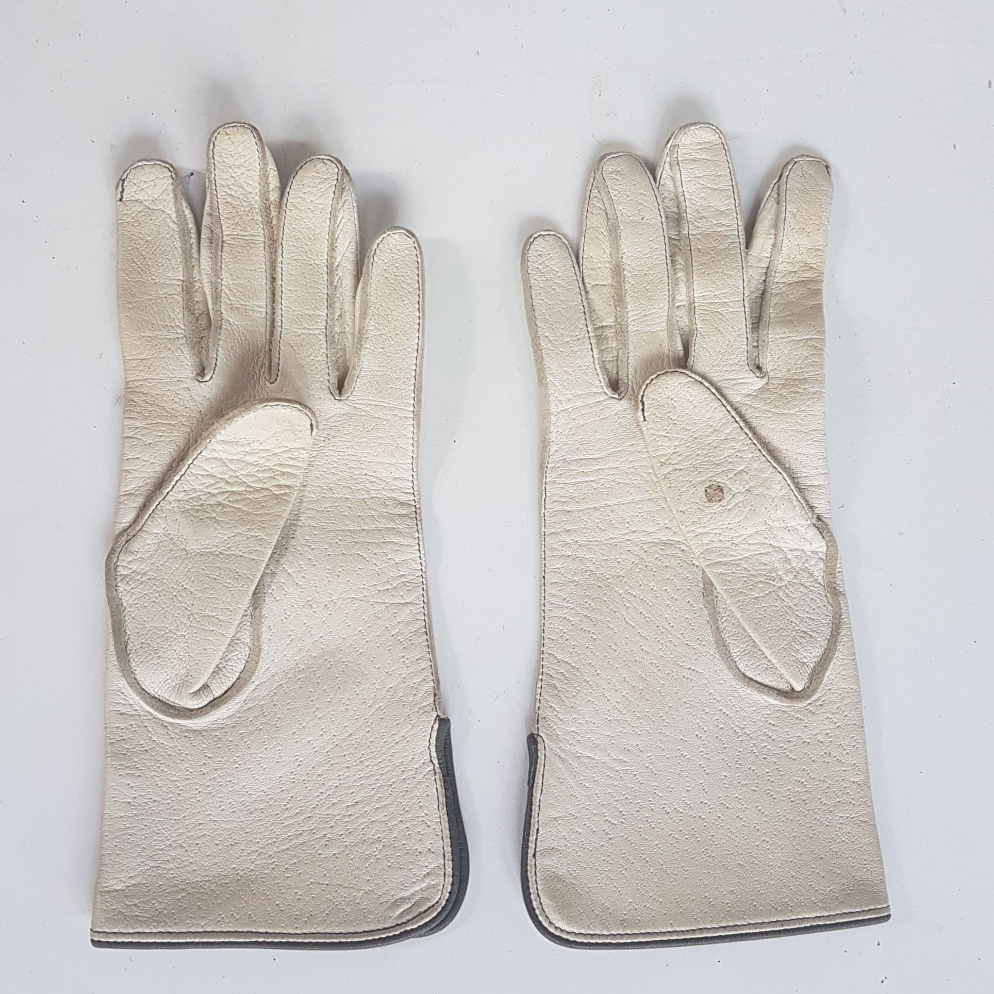 Eleganta vita Handskar i skinn, storlek 6 1/2