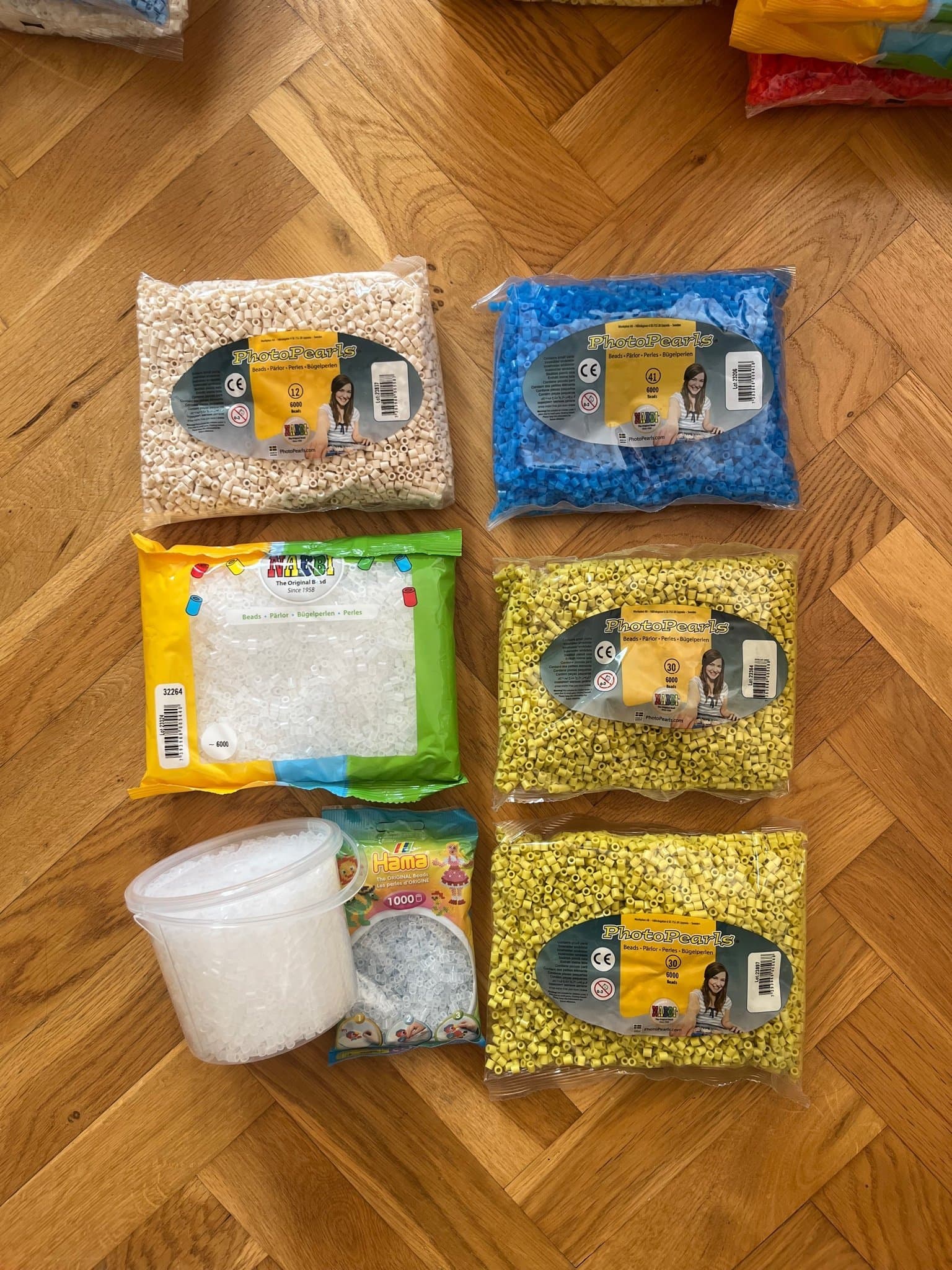 Nr 5 Pärlor för pyssel, 6 påsar, Nabbi PhotoPearls i flera färger