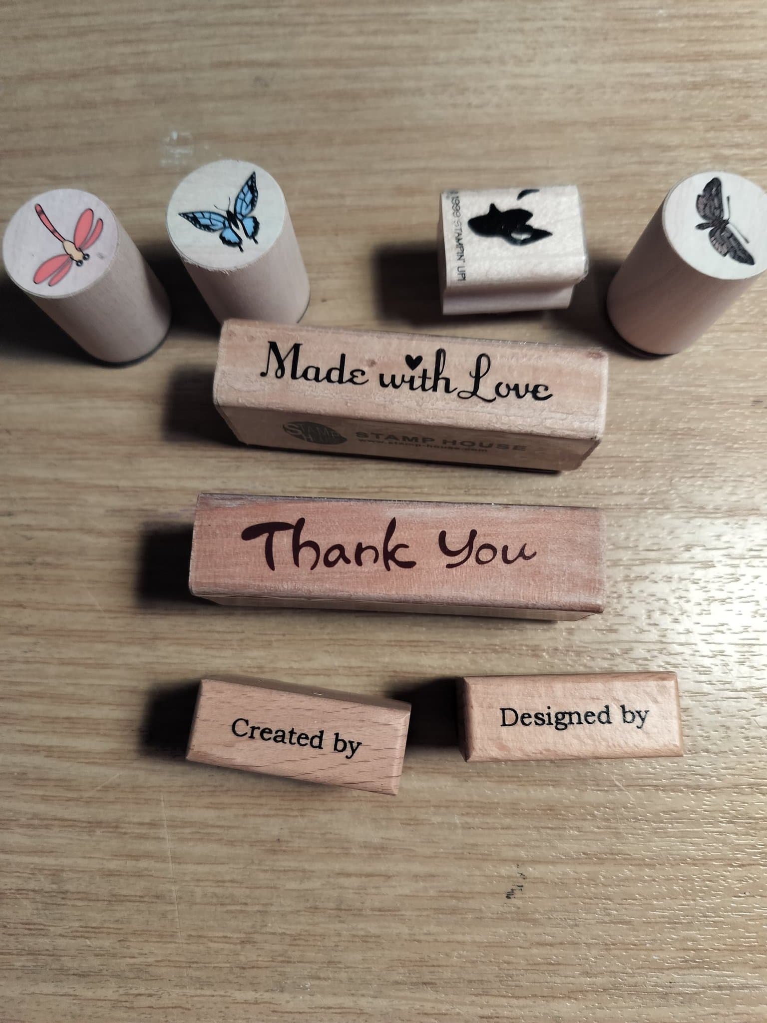 stämplar med trähandtag, scrapbooking