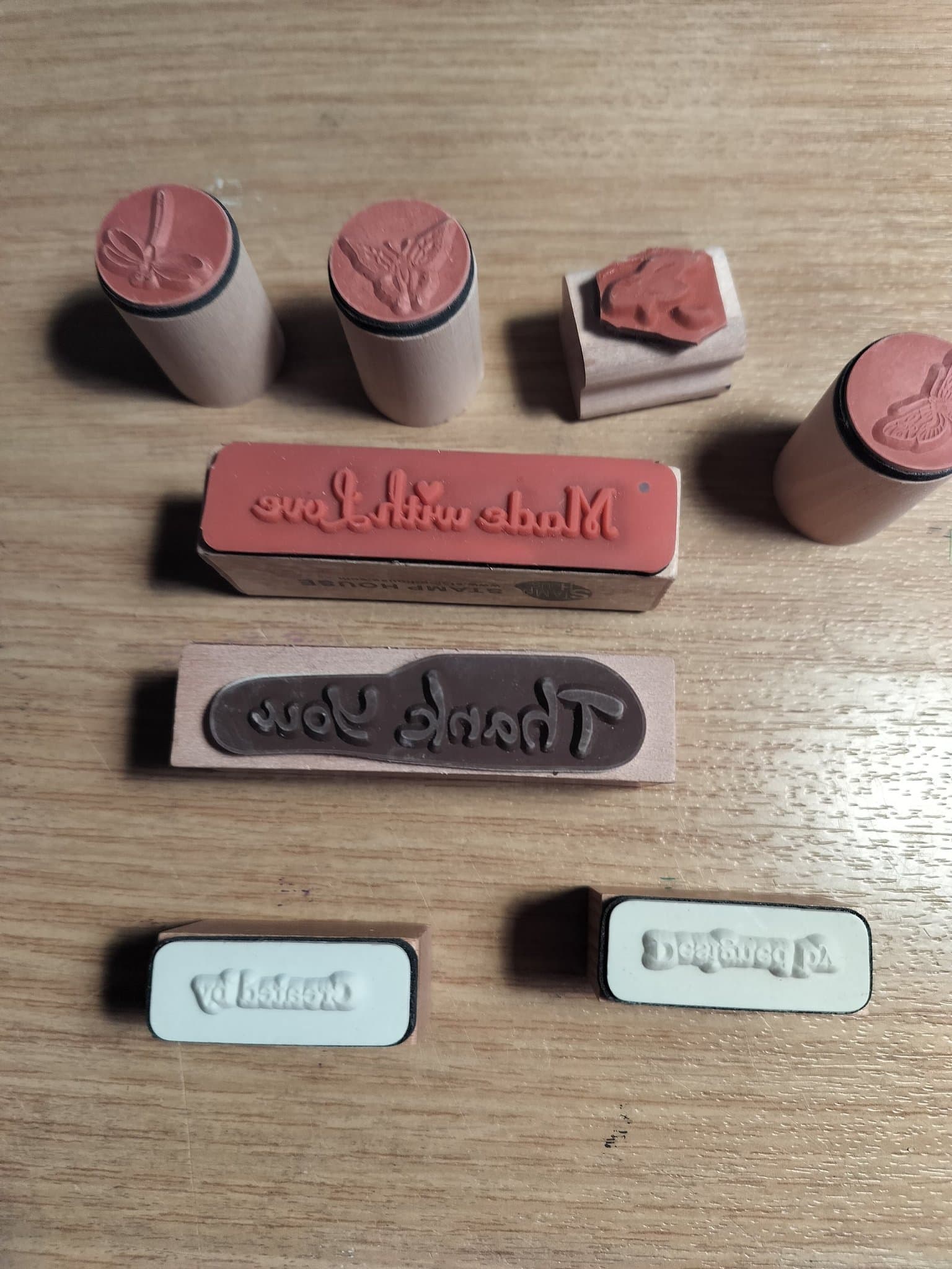 stämplar med trähandtag, scrapbooking