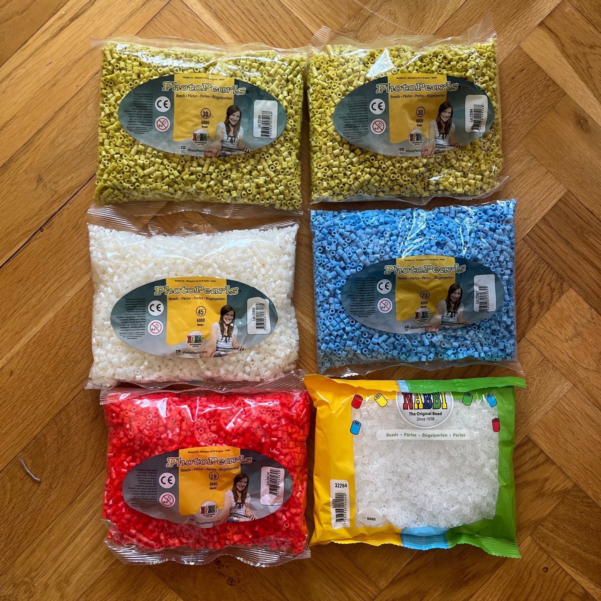 Nr 1 Pärlor för pyssel, 6 påsar, Nabbi PhotoPearls i flera färger