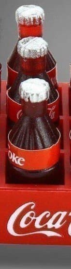 Coca-Cola 12st flaskor + Back (tot: 13 delar) Coke Cola miniatyr dockskåp