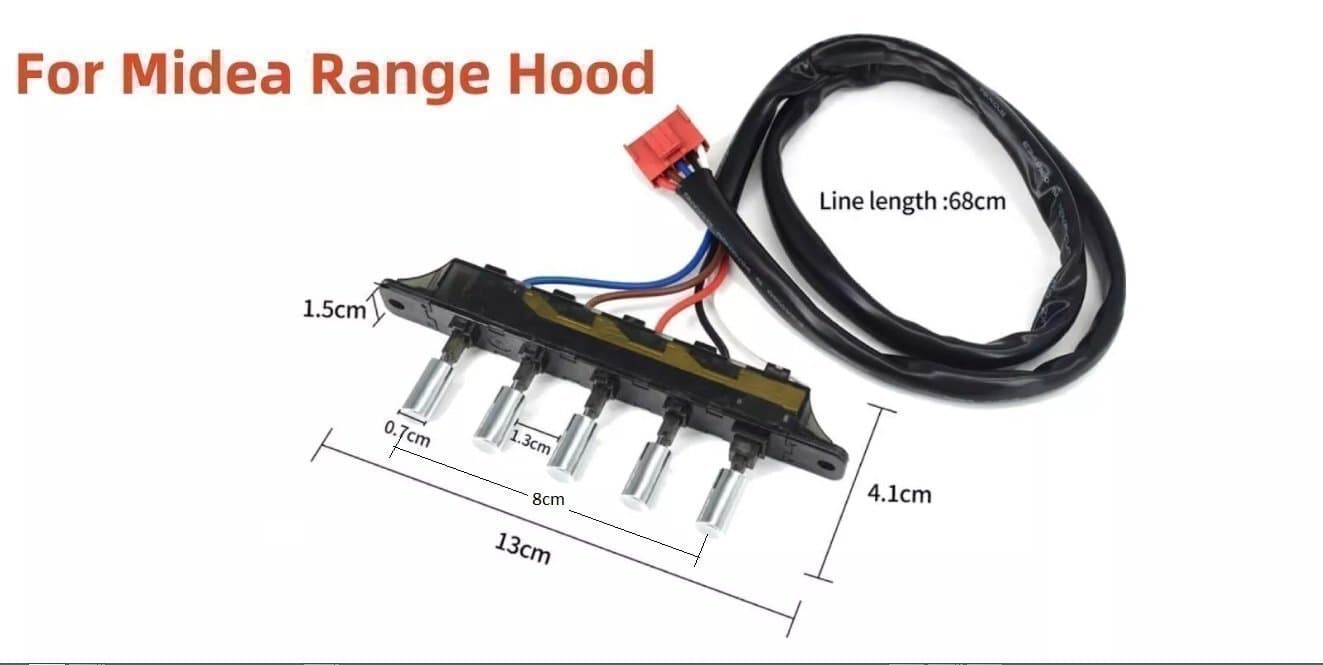 Knappsats,Switch,Omkopplare med 5st-Tryckomkoplare til Köksfläkt,Spisfläkt,Fläkt