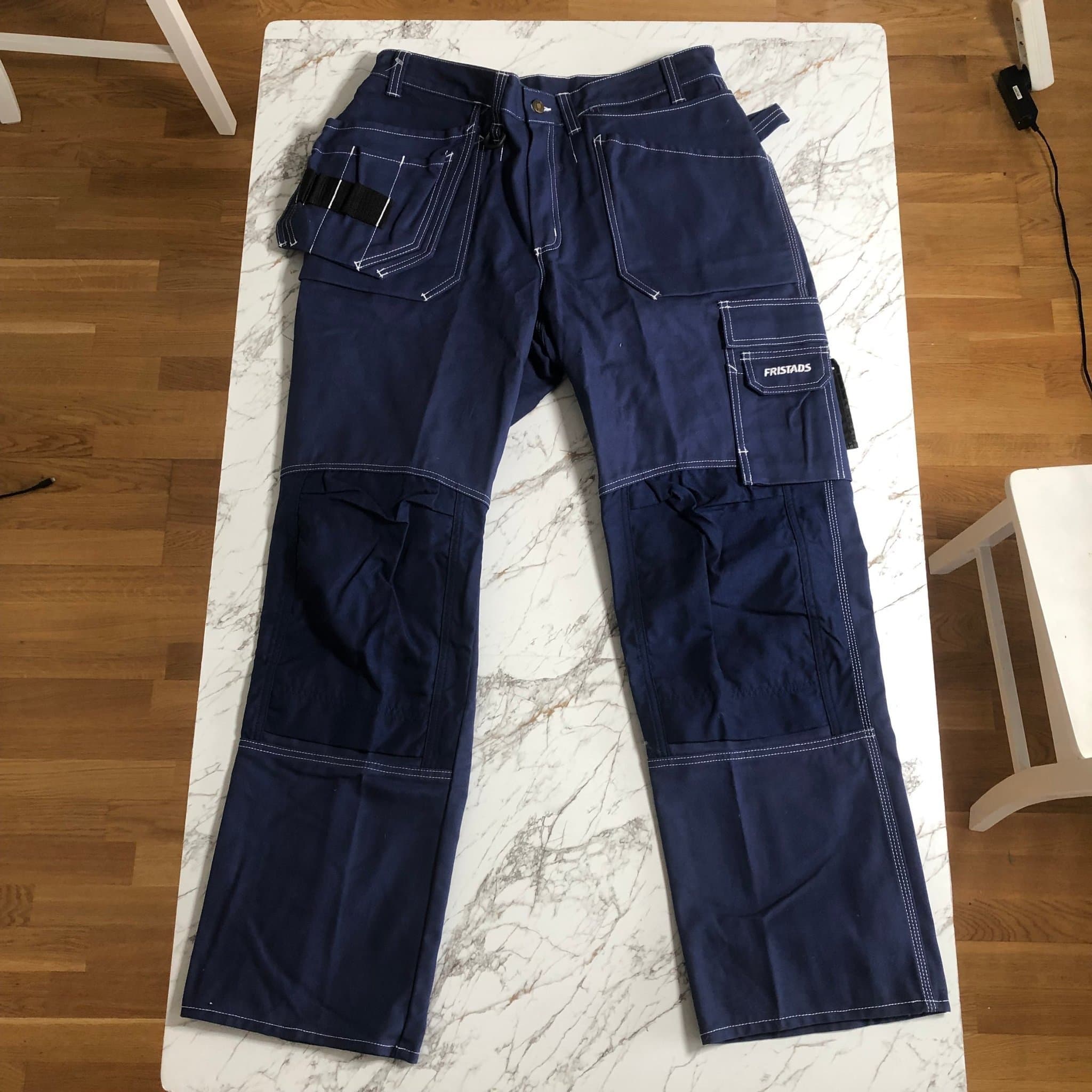 Fristads arbetsbyxor, mörkblå, förstärkta knän, 90 cm midja