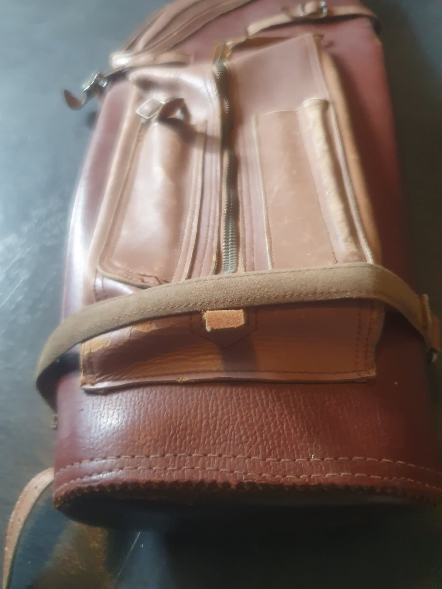 VINTAGE pilkoger King sport Line BROWN Leather back quiver Archery bågskytte etc