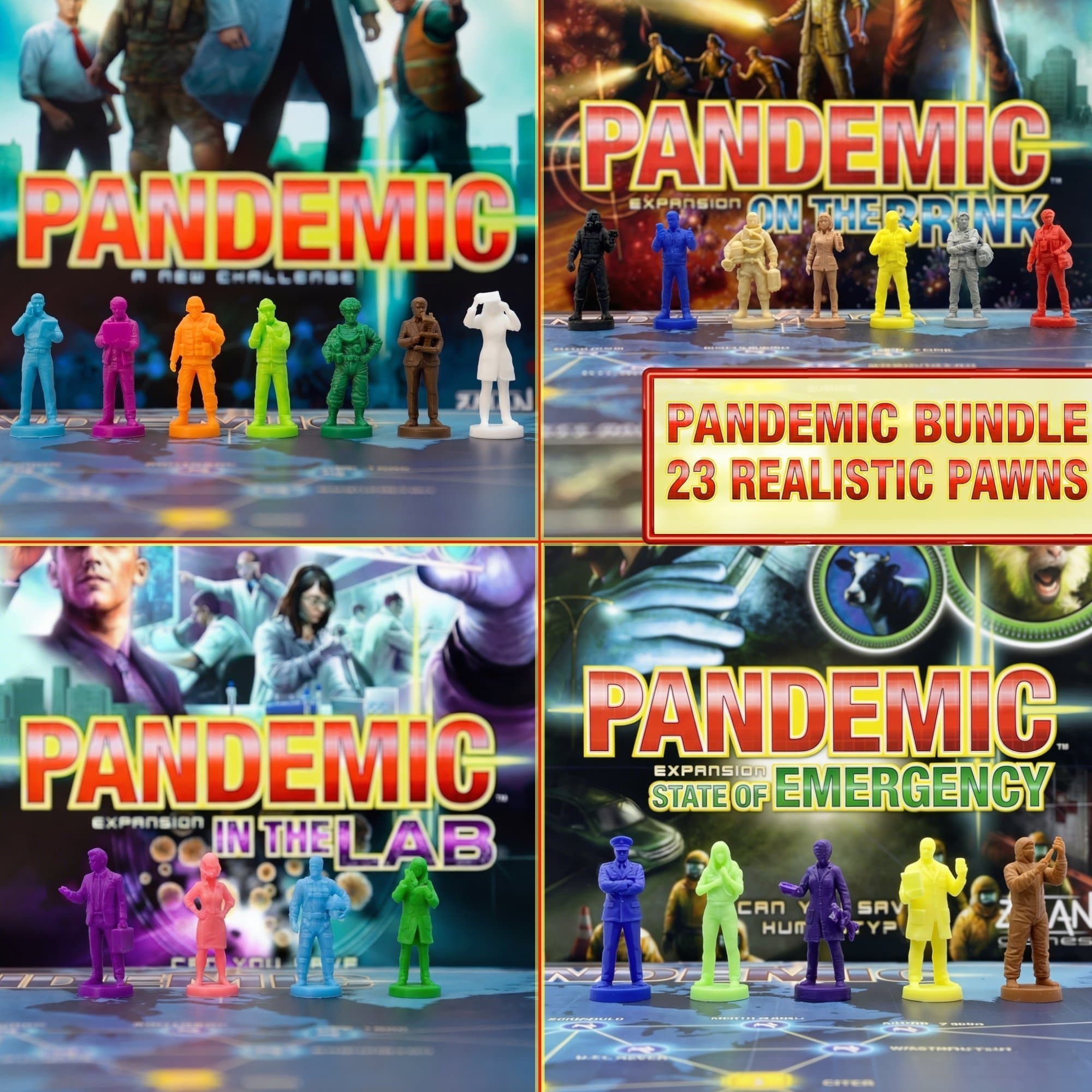 Realistiska spelpjäser Bundle för Pandemic + 3 expansioner