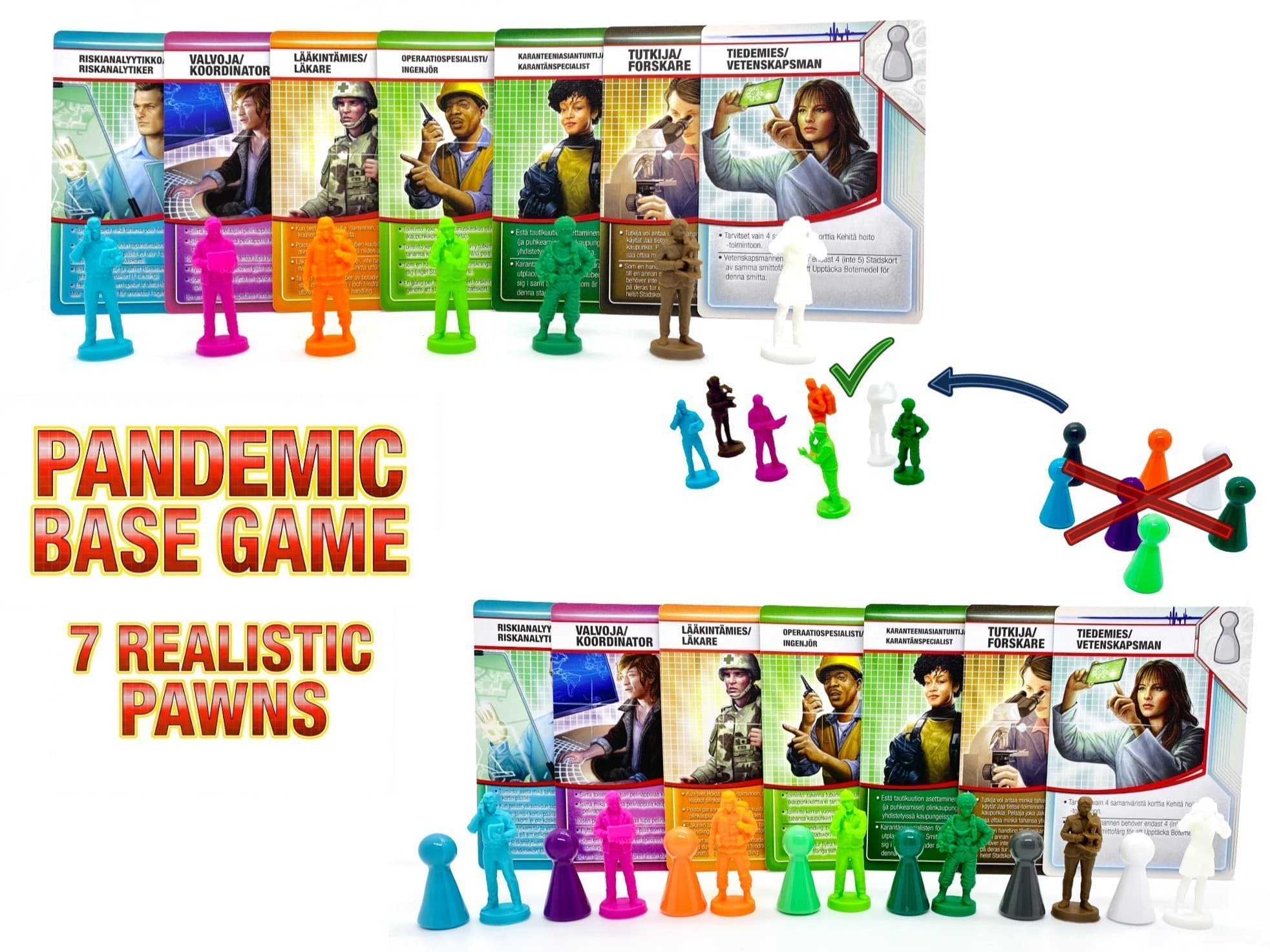Realistiska spelpjäser Bundle för Pandemic + 3 expansioner