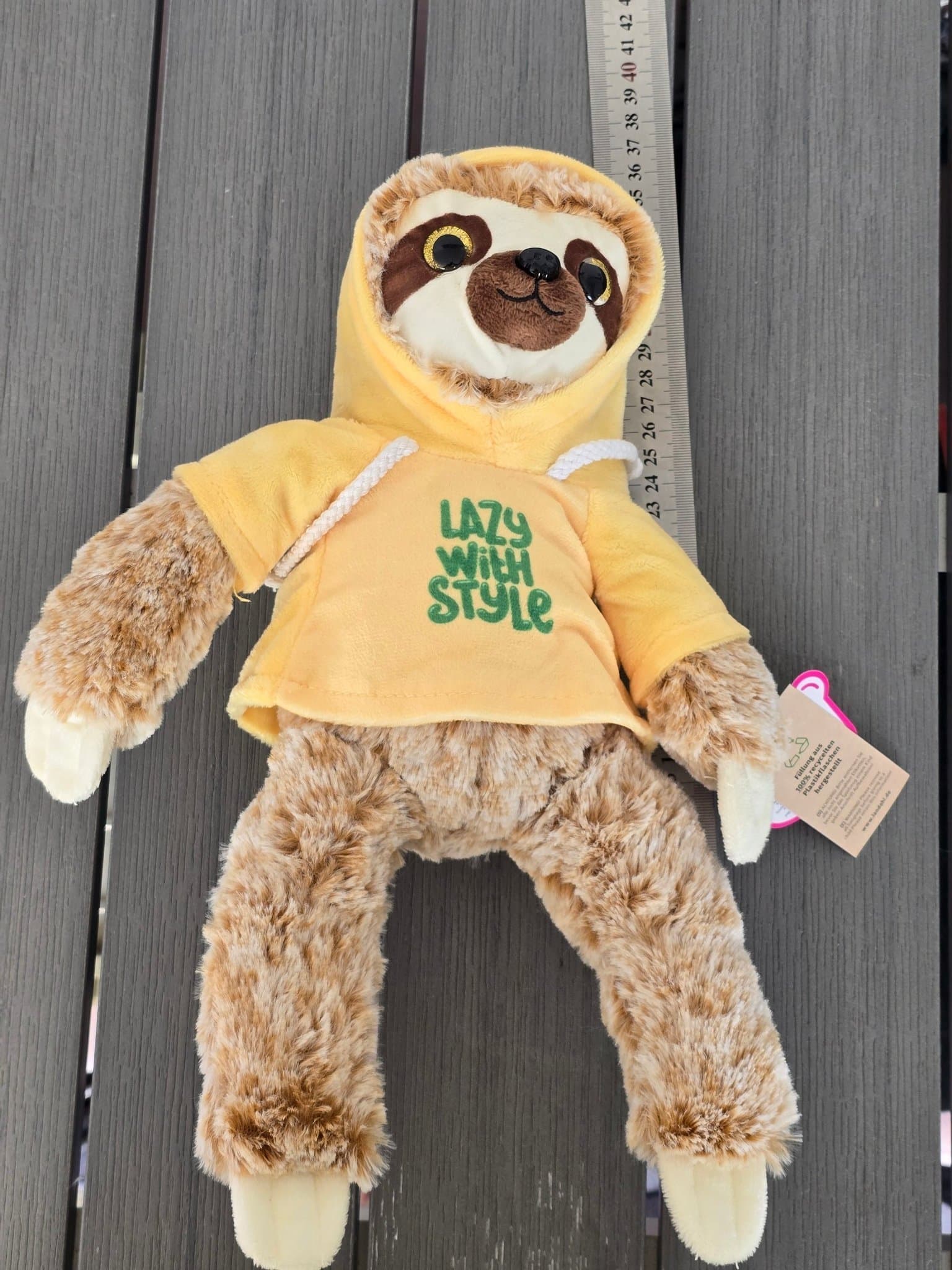 Ny nalle sengångare med Huvtröja 37cm. (S)