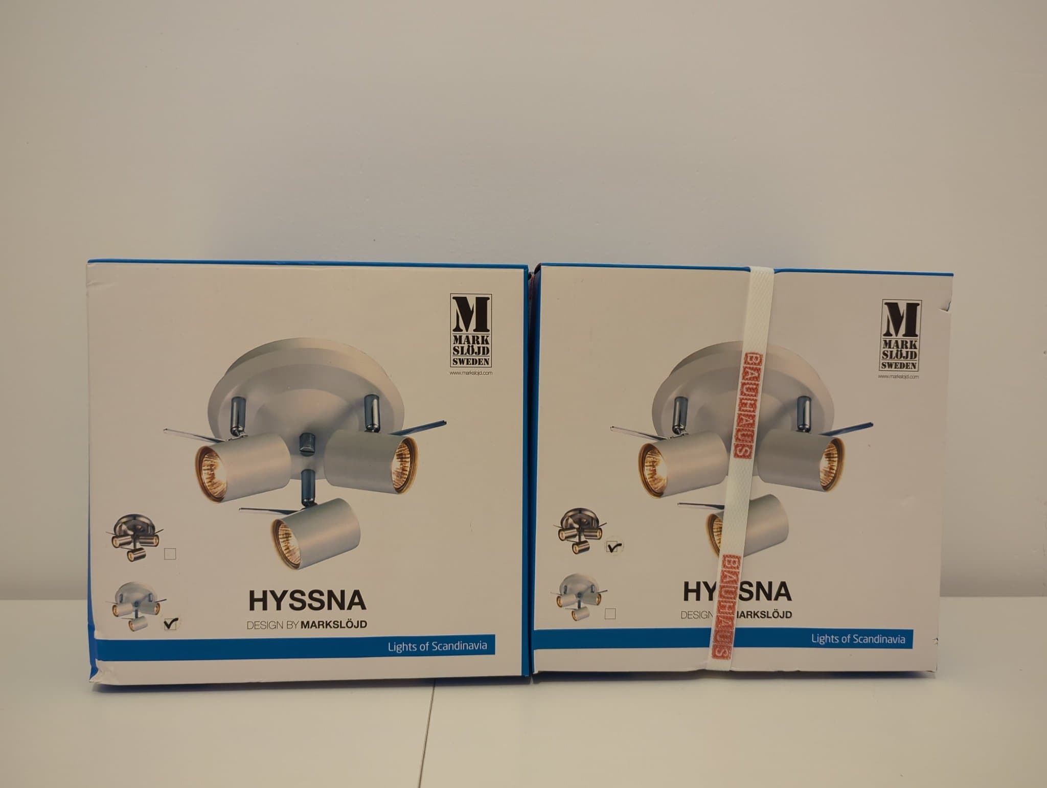 Hyssna Taklampa LED 3-L IP20, white och steel