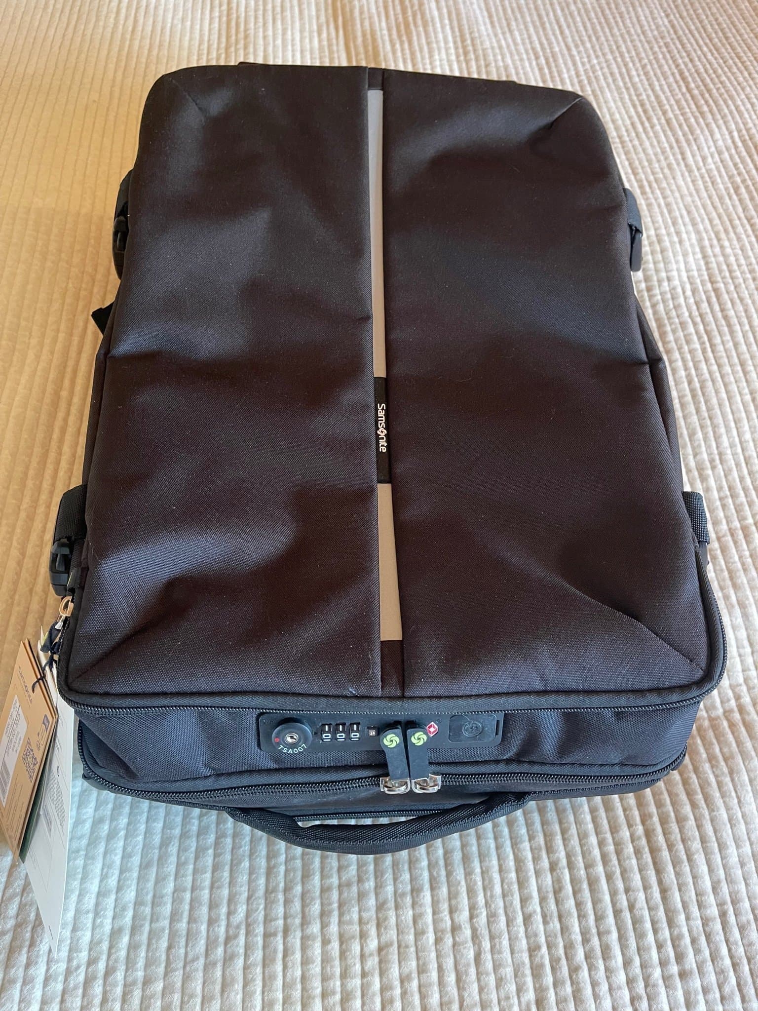 Samsonite Securipack duffel trolley kabinväska svart 39l 55x35x20cm
