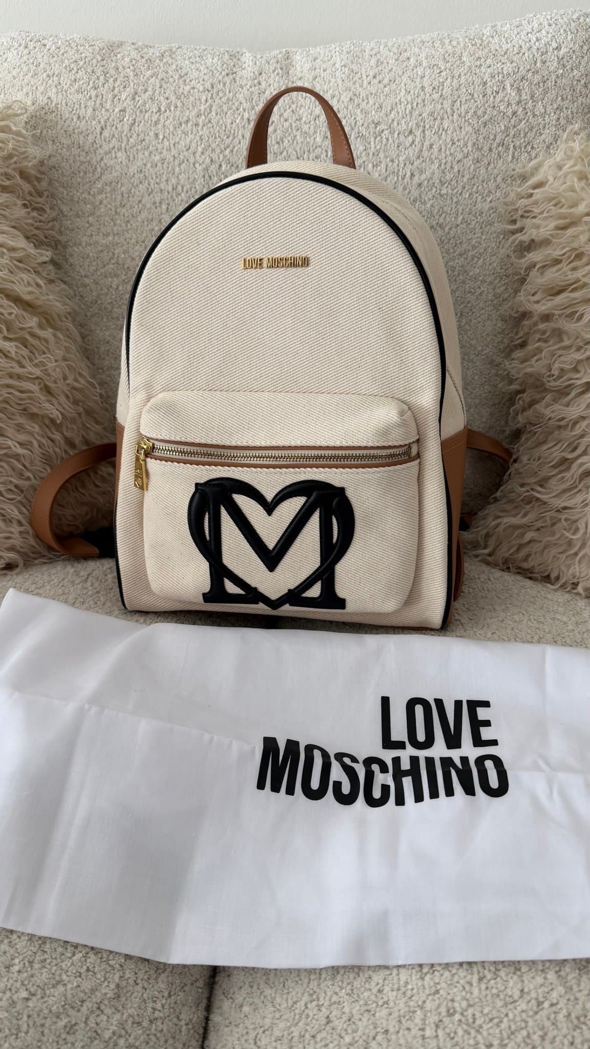 Love Moschino beige/svart ryggsäck