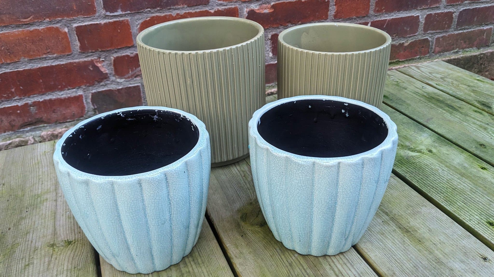 4 st moderna krukor, FORM Living mm, bra storlekar i blå-gröna toner