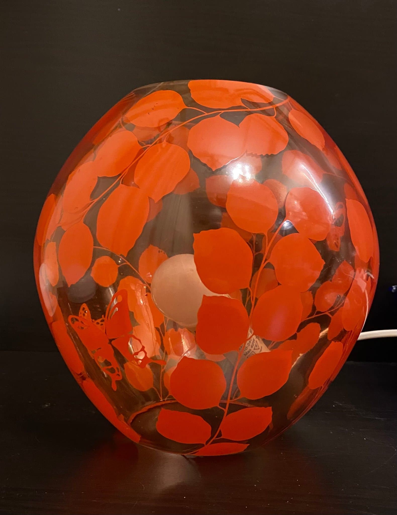 IKEA bordslampa – rund / knubbig modell med orange dekor 22 cm