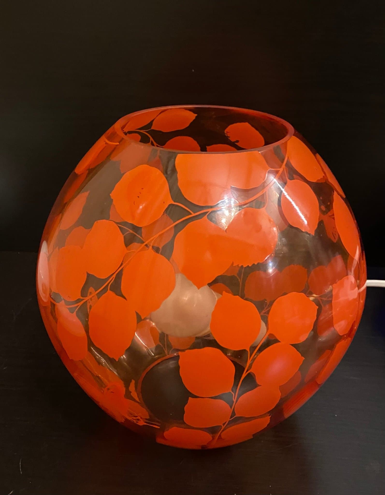 IKEA bordslampa – rund / knubbig modell med orange dekor 22 cm