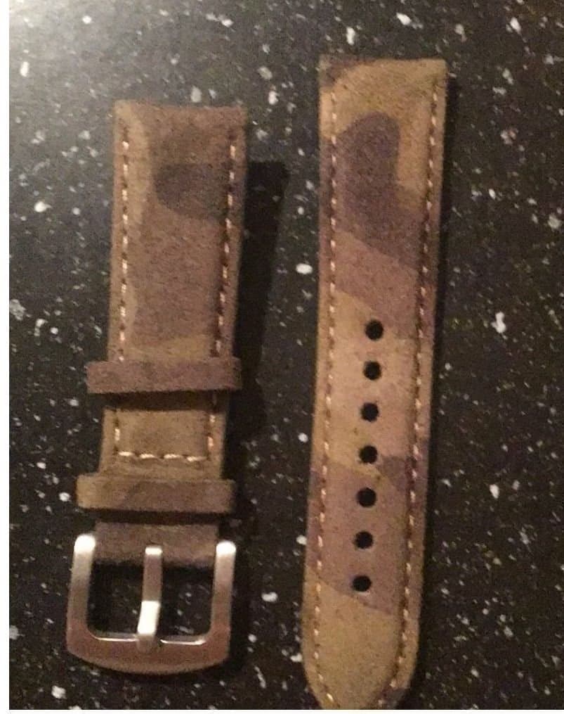 Suede Watch Strap 20mm, militärt kamouflage kamo