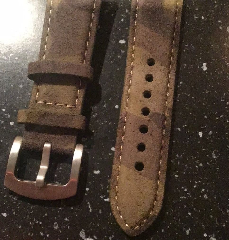 Suede Watch Strap 20mm, militärt kamouflage kamo