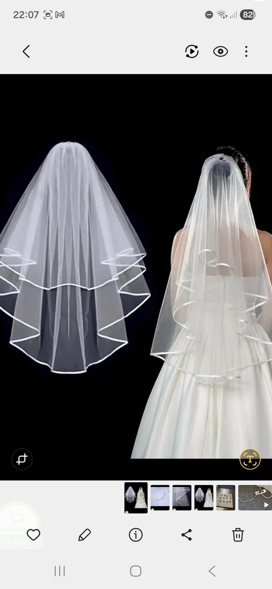 Vit brudslöja dubbelsidig