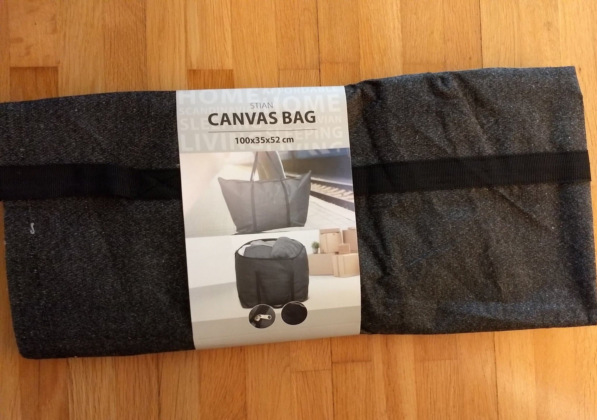 Ny stor grå canvas resväska