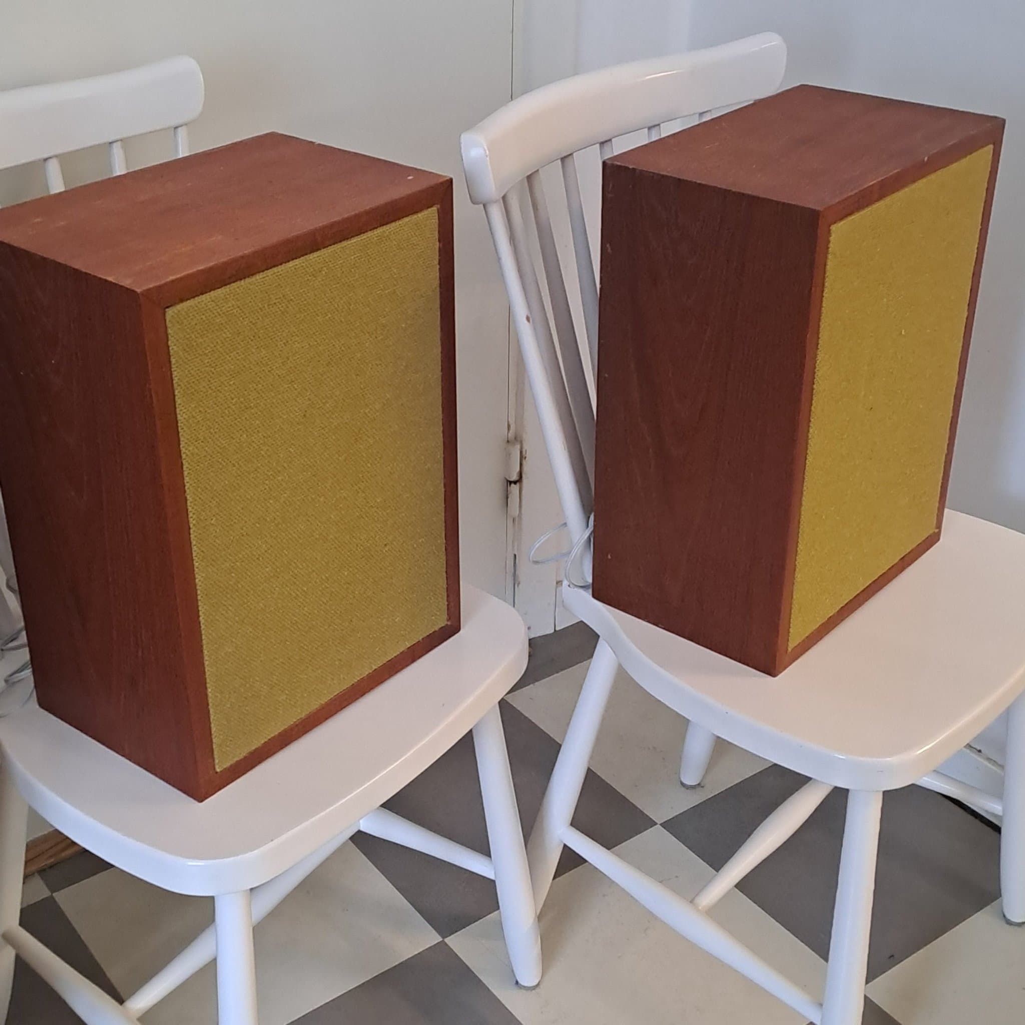 1 par retro högtalare i teak 1950-tal