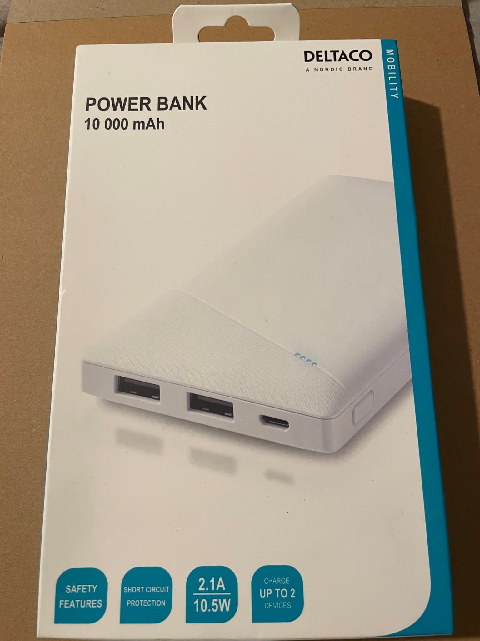 DELTACO Power Bank 10 000 mAh