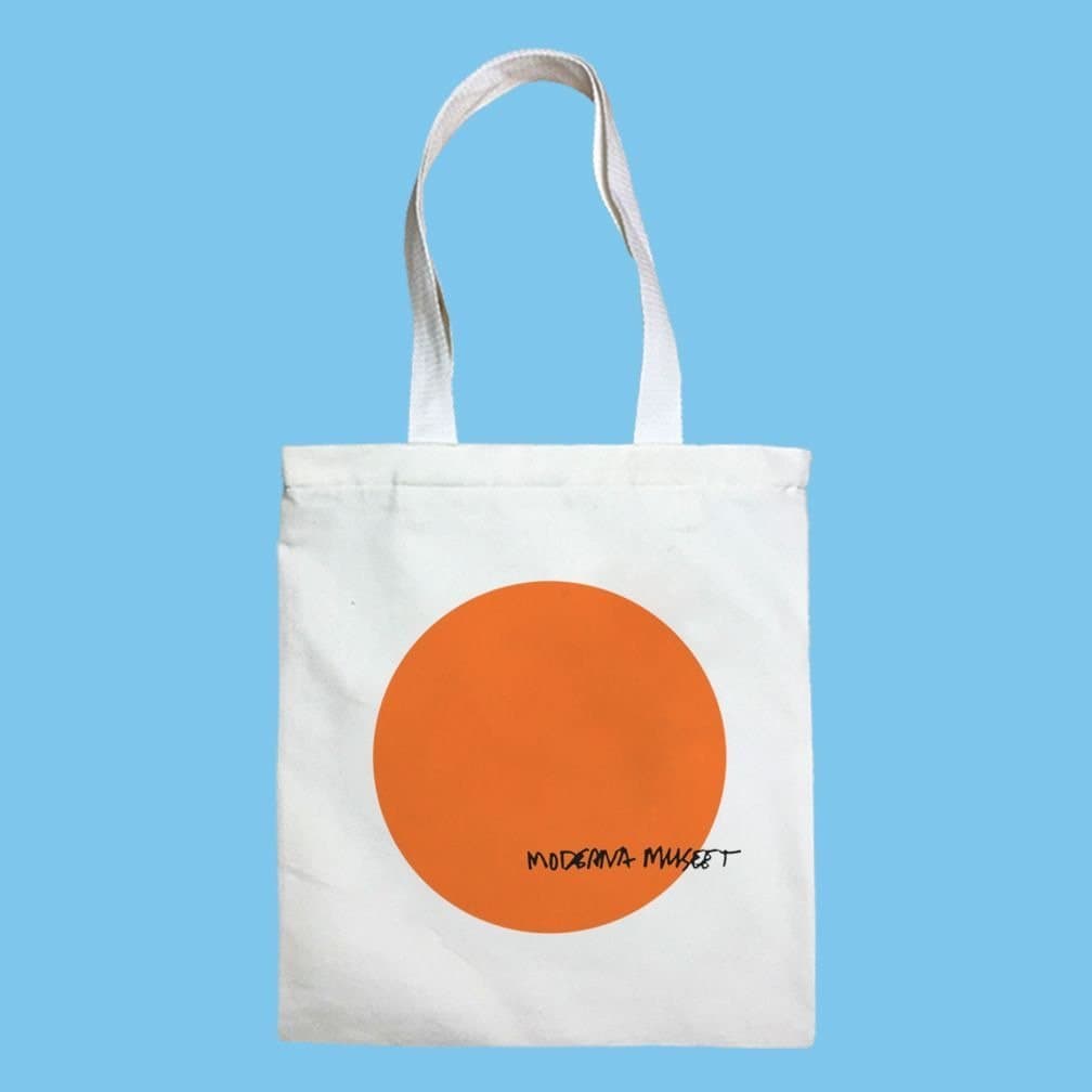 Moderna Museet vit/orange tygväska