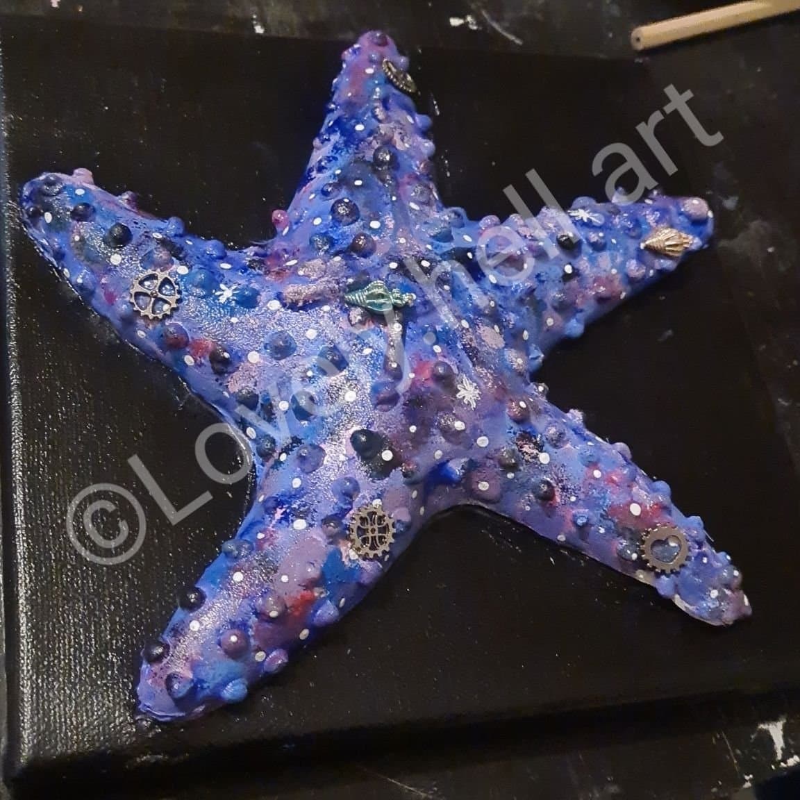 Vacker sjöstjärna med en galax