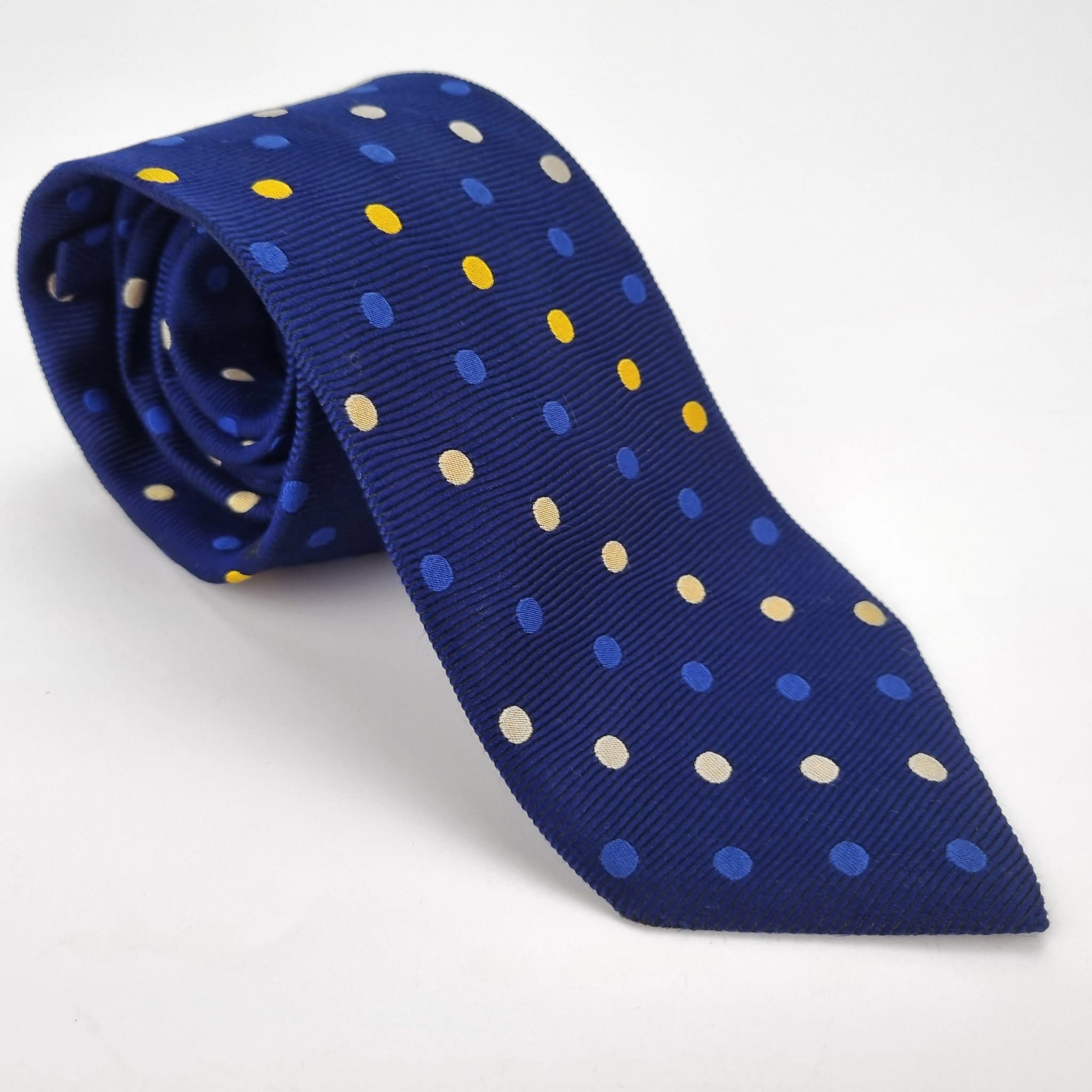 Charles Tyrwhitt Blå Slips Silke Siden Silk Sidenslips Polkadot Prickig